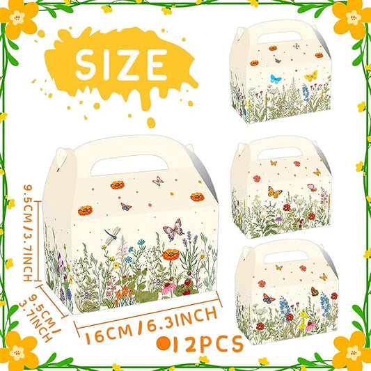 JeVenis Wildflower Party Treat Boxes Flower Party Favor Gift Box forFloral Printed Candy Treat Box Wedding Party Bridal Shower Boxes