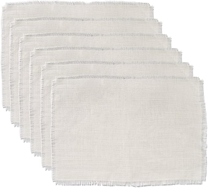 DII Jute Burlap Collection Kitchen Tabletop, Placemat Set, 13x19, Solid Ivory, 6 Count