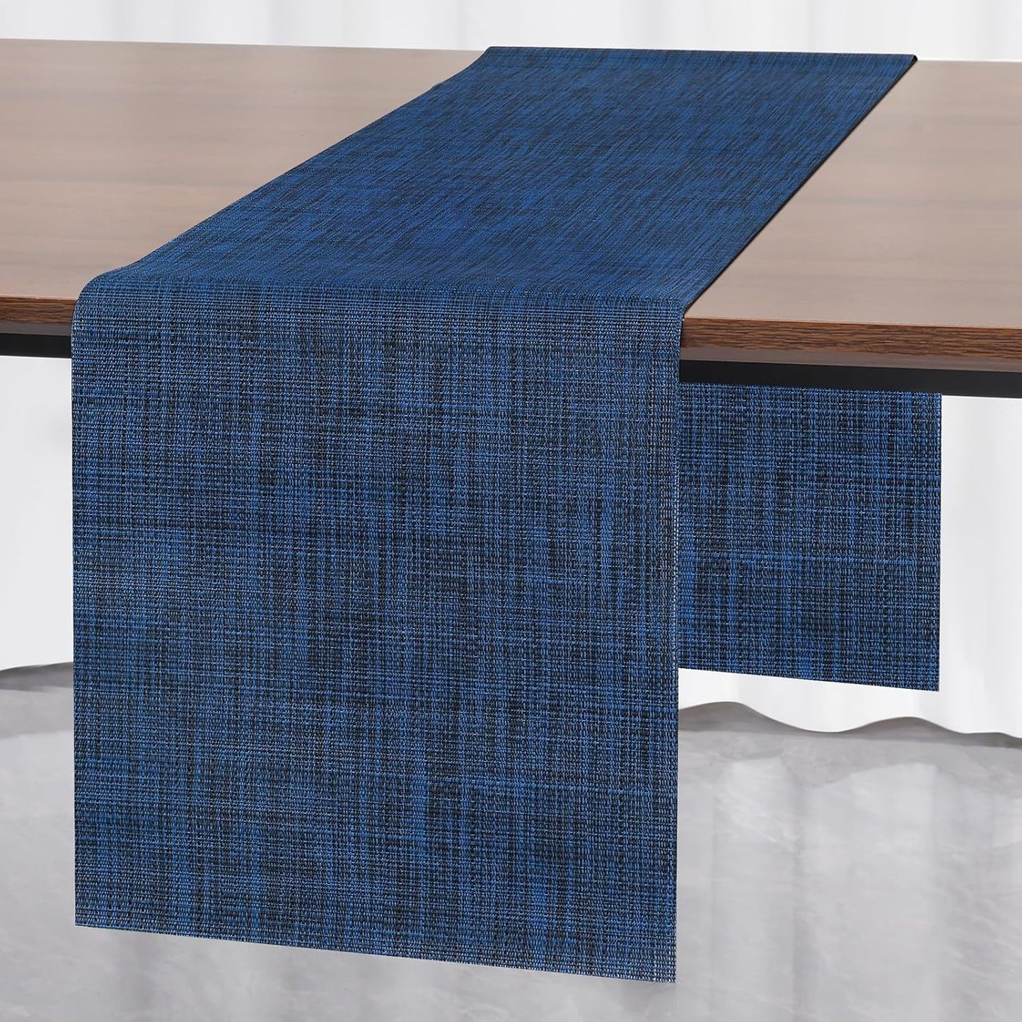 Myir JUN Table Runner, Vinyl Table Runner Indoor 72 Inch Long Arbitrarily Cropped Runner for Table Heatproof for Home Party (Dark Blue, 15 x 72 inch)
