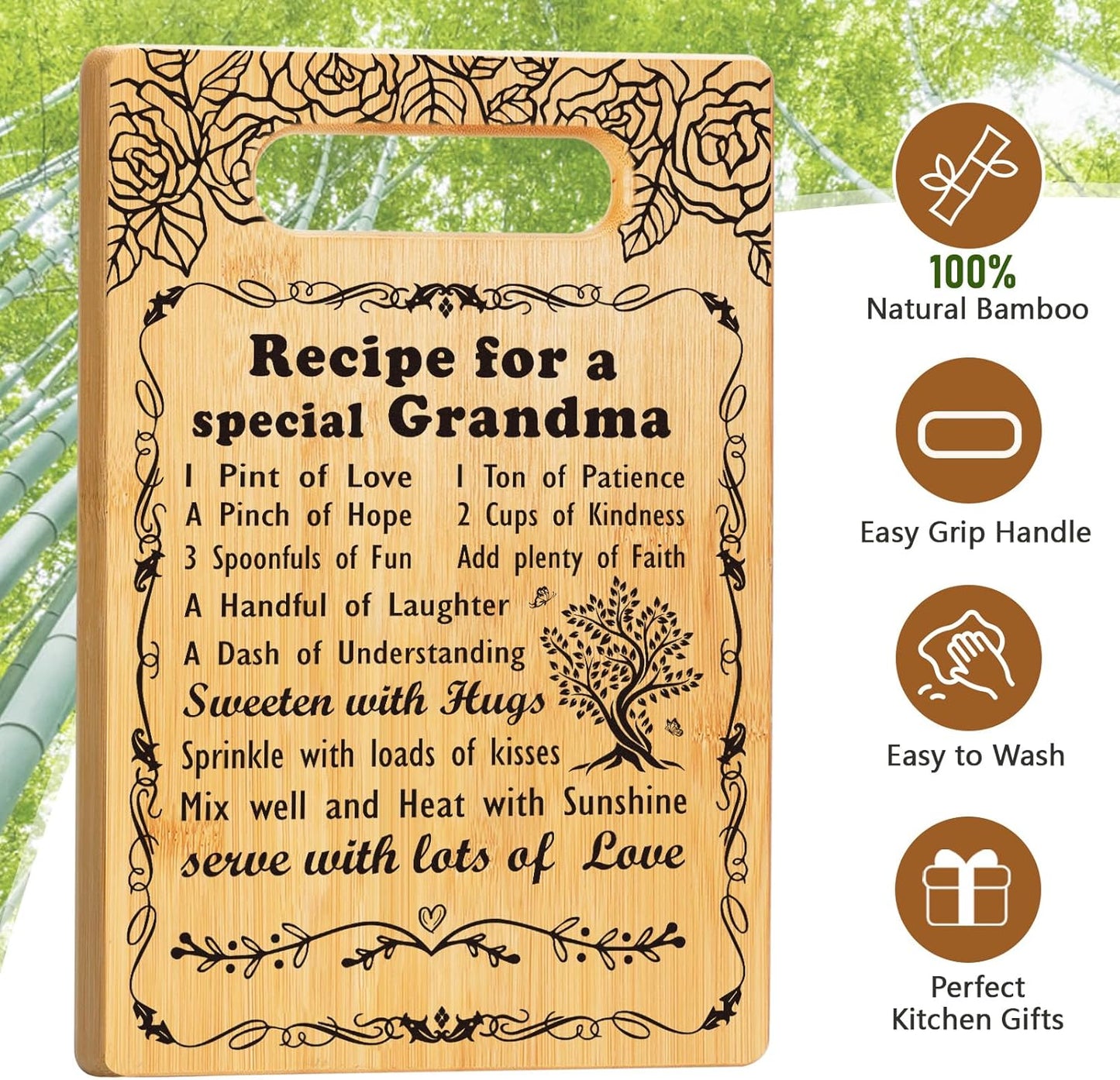 Grandma Gifts from Grandkids, Grandma Birthday Gifts Cutting Board Set Gift, Best Grandma Ever Gifts Great Grandma Christmas Gifts for Nana Gigi Mimi, Mothers Day Gifts Thank You Gifts for Grandma
