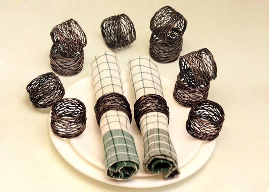 ALPHA Living HOME Napkin Rings Set 12 of Premium 100% Metal, Rust-Resistant Tabletop Décor - Napkin Holders for Family Dinner, Wedding, Party, Decorations, Banquet, Party, Easter - Bronze