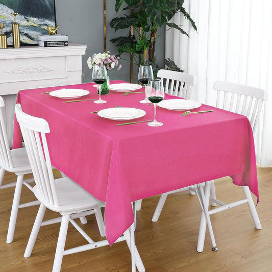 FOLINS&HOME Fuchsia Rectangle Tablecloth - 90 x 132 Wrinkle Free Waterproof Polyester Table Cloths, Spillproof Heavy Duty Washable Table Cover for Party, Banquet, Wedding, Indoor - Rectangular/Oblong