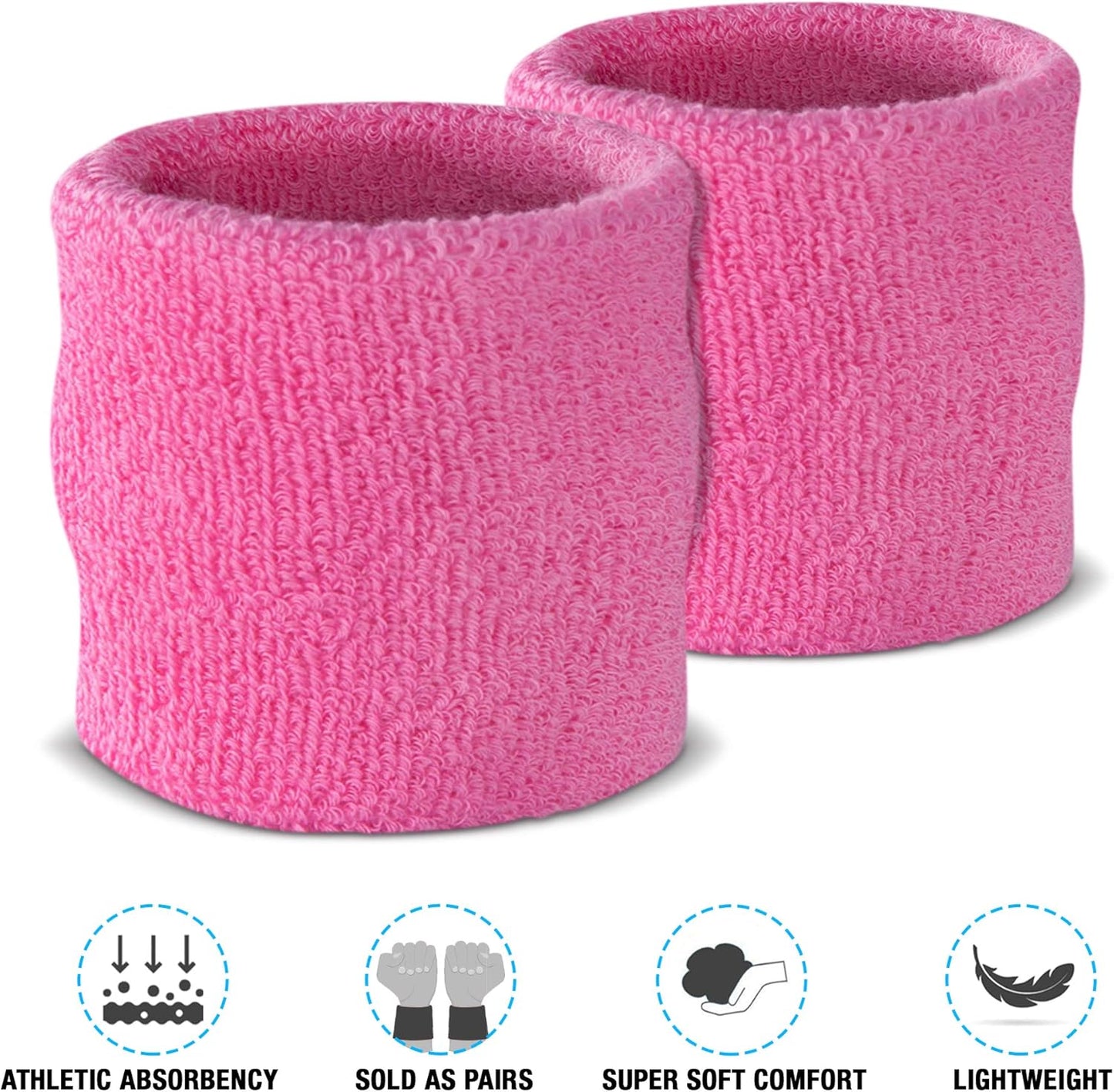 Suddora Wrist Sweatbands, Absorbent and Breathable Thick Cotton Bands for Working Out, Gymnastics, Basketball, Tennis, and Football, Multiuse Wristbands for Costumes and Cosplay