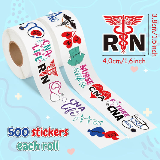 Certified Nursing Assistant Stickers - 1000pcs Cute Nurse CNA Waterproof Vinyl Reusable Laptop Stickers Coloring Book Scrapbook Water Bottle Page Activity Pad Nurse Party Favors Skateboard