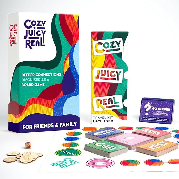 COZY JUICY REAL Deep Conversation Game - For Groups Adults Couples Families & Strangers, Really Lets Fun & Friendship Begin, 252 Cards Edition, Adult Couple Family Card Games Night, Tales For Humanity