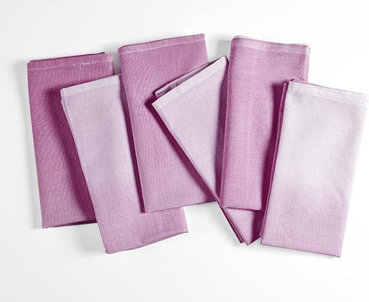 FINGERCRAFT Cloth Napkins Set of 6 Cotton Blend 20x20 Inch Large Size Dinner Napkins Cloth Perfect for Parties Dinners Weddings Cocktail Christmas Easter Ombre Tie Dye Magenta