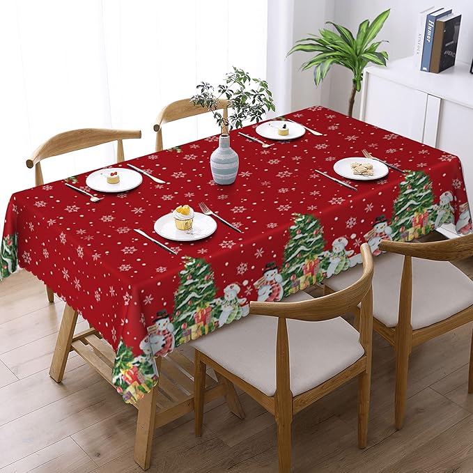 YCness Winter Christmas Snowflakes Tablecloth, Blue Gradient Table Cover for Kitchen Holiday Living Room Home Bedroom Party Table Decor 60x120 Inch