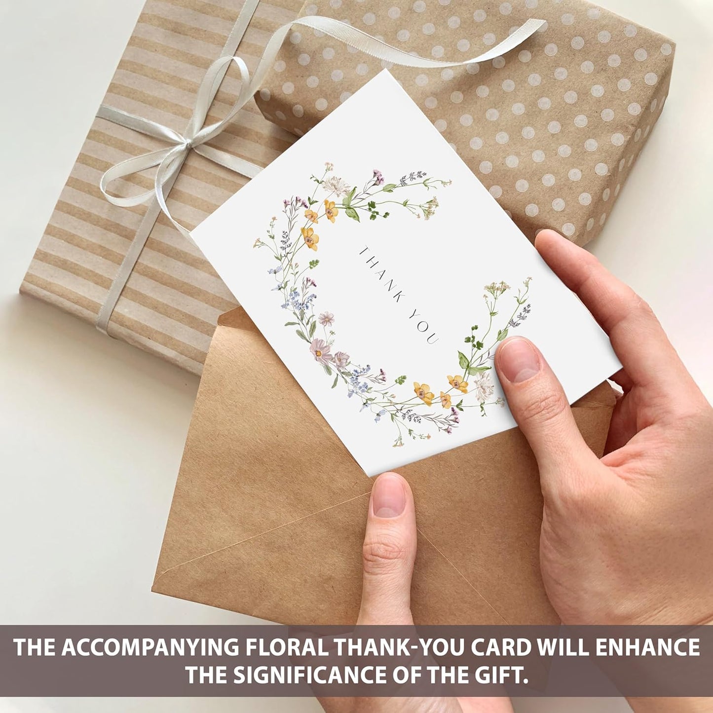 AUDREE Floral Thank You Cards With Envelopes (20 pack 4x6) - Wildflower Thank You Cards With Adhesive Envelope & Stickers - Thank You Cards for Birthday, Wedding, Bridal Showers, Baby Showers