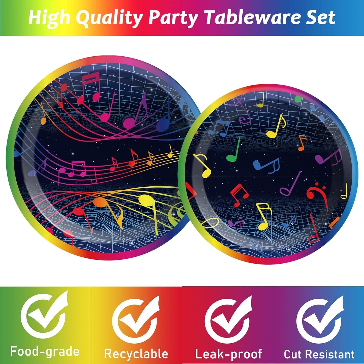 50 Guests Music Birthday Decorations Music Plates and Napkins Party Supplies Musical Themed Music Note Party Tableware Set Decorations Karaoke Party Plates Favors for Birthday Baby Shower 200 PCS