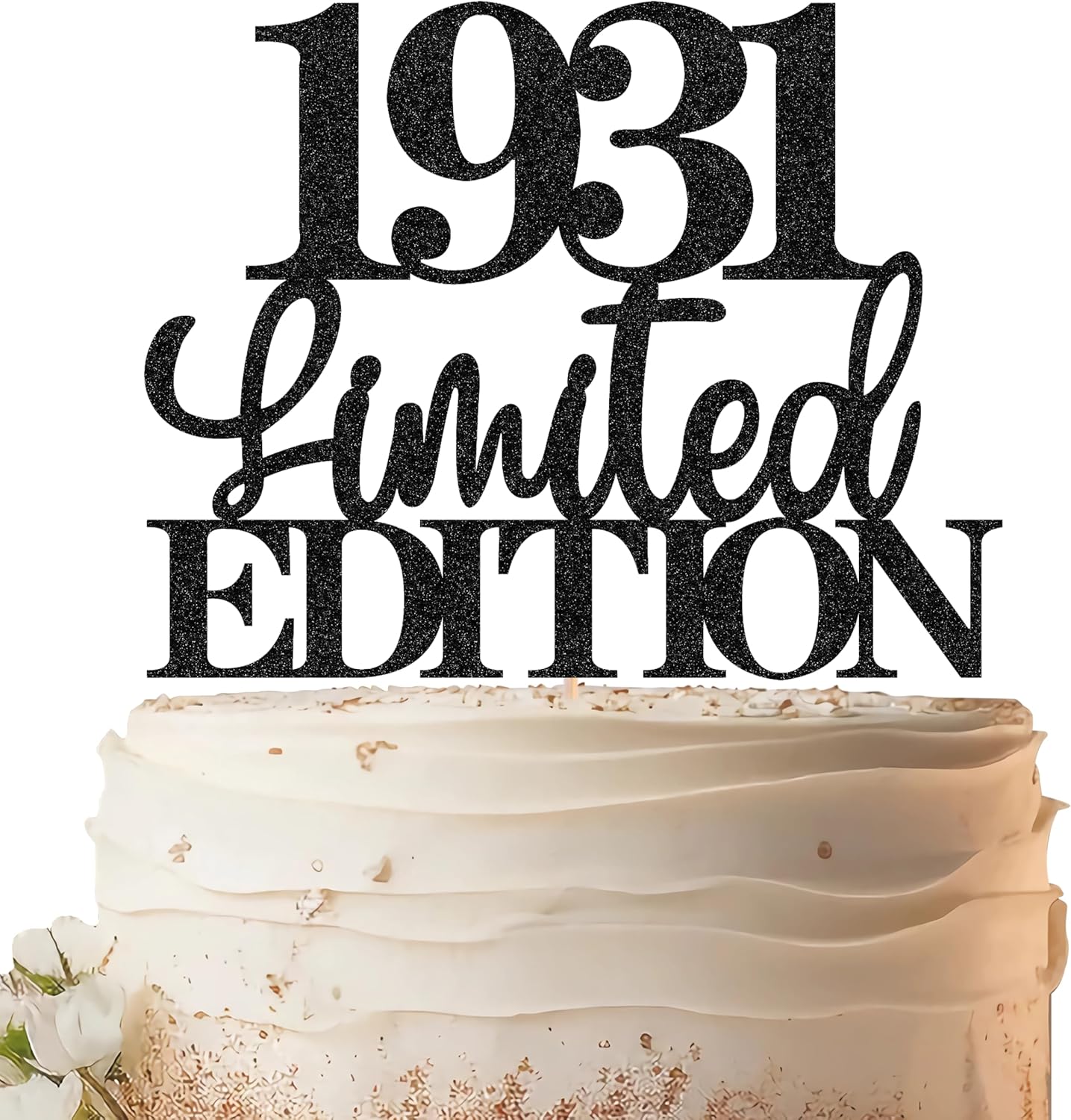 Limited EDITION 1931 Cake Topper - Black Glitter Happy 94th Birthday Party Cake Decoration Supplies, Cheer to 94 Years Cake Bunting Decor for 94th Birthday Party Photo Booth Props