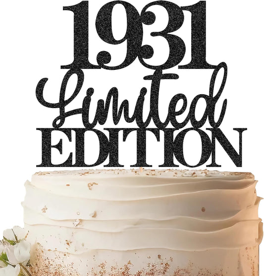 Limited EDITION 1931 Cake Topper - Black Glitter Happy 94th Birthday Party Cake Decoration Supplies, Cheer to 94 Years Cake Bunting Decor for 94th Birthday Party Photo Booth Props