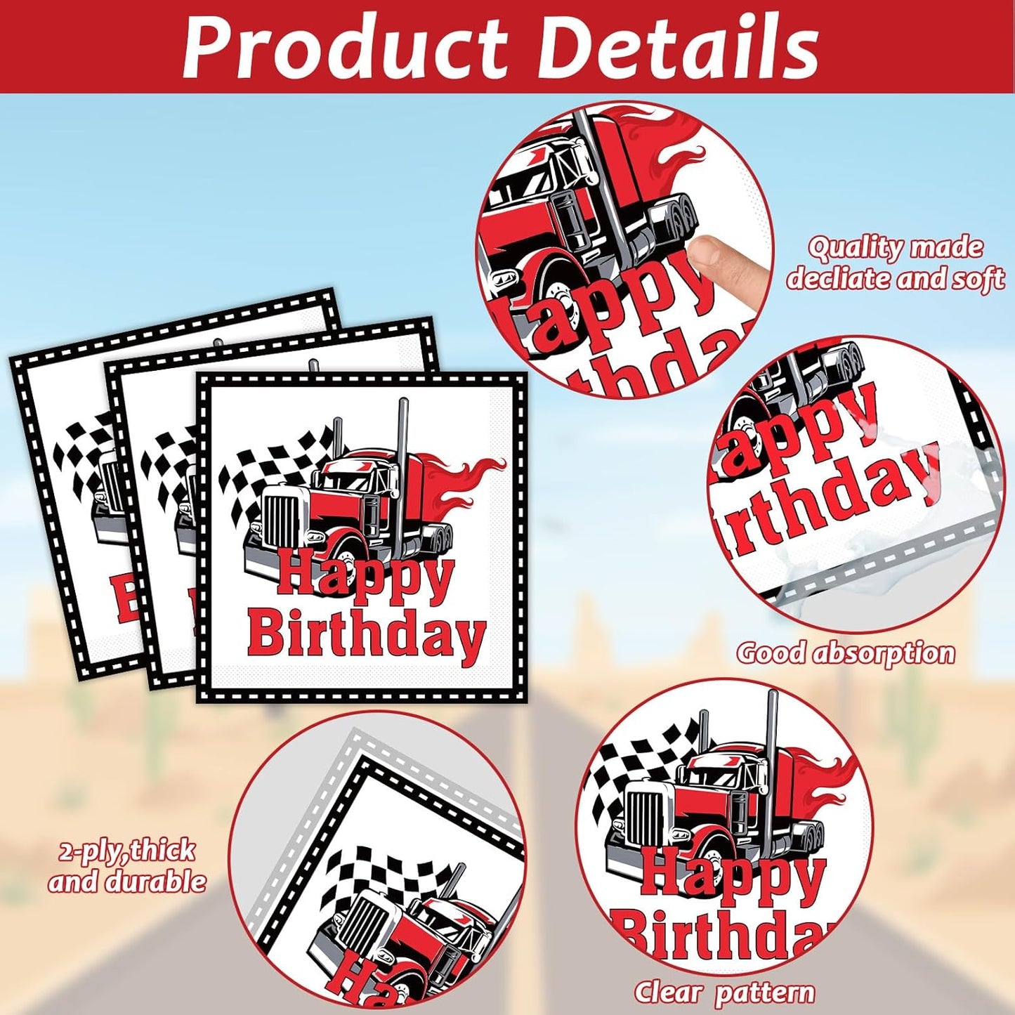 gisgfim 50 Guests Semi Truck Party Decorations Semi Truck Plates and Napkins Party Decoration For Birthday Party Plates Tableware Set Tractor Trailer Theme Party Paper Plates Napkins Forks 200 PCS