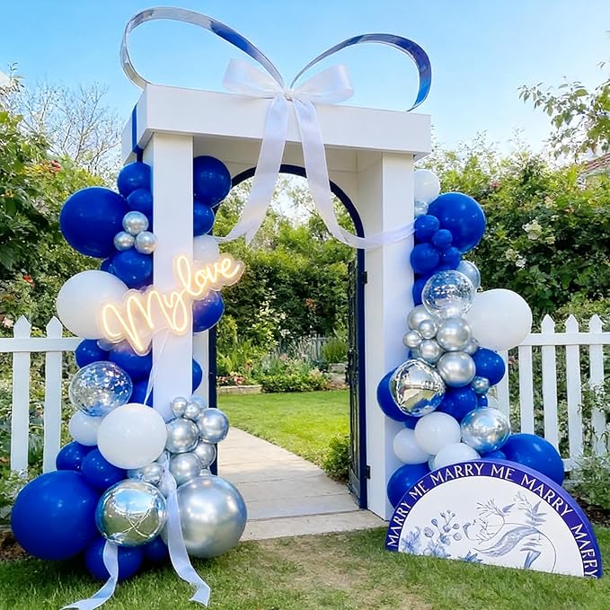 99Pcs Royal Blue Balloon Garland Arch Kit - 18/12/10/5 Inch Navy Blue Party Latex Balloons for Birthdays, Weddings, 2026 Graduations & Baby Showers