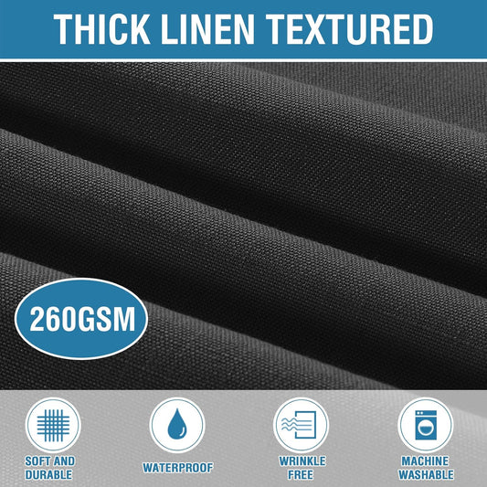 H.VERSAILTEX Linen Textured Table Cloths 54 x 54 Inch Premium Solid Tablecloth Spill-Proof Waterproof Table Cover for Dining Buffet Feature Extra Soft and Thick Fabric Wrinkle Free, Black