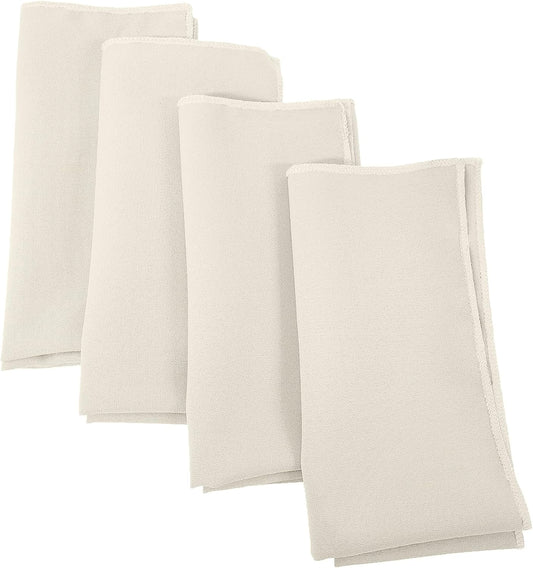 LA Linen 4-Pack Poly Blend Napkins - Soft, Washable, Stain & Wrinkle Resistant - Dinner & Party Napkins - 18x18 - Ivory