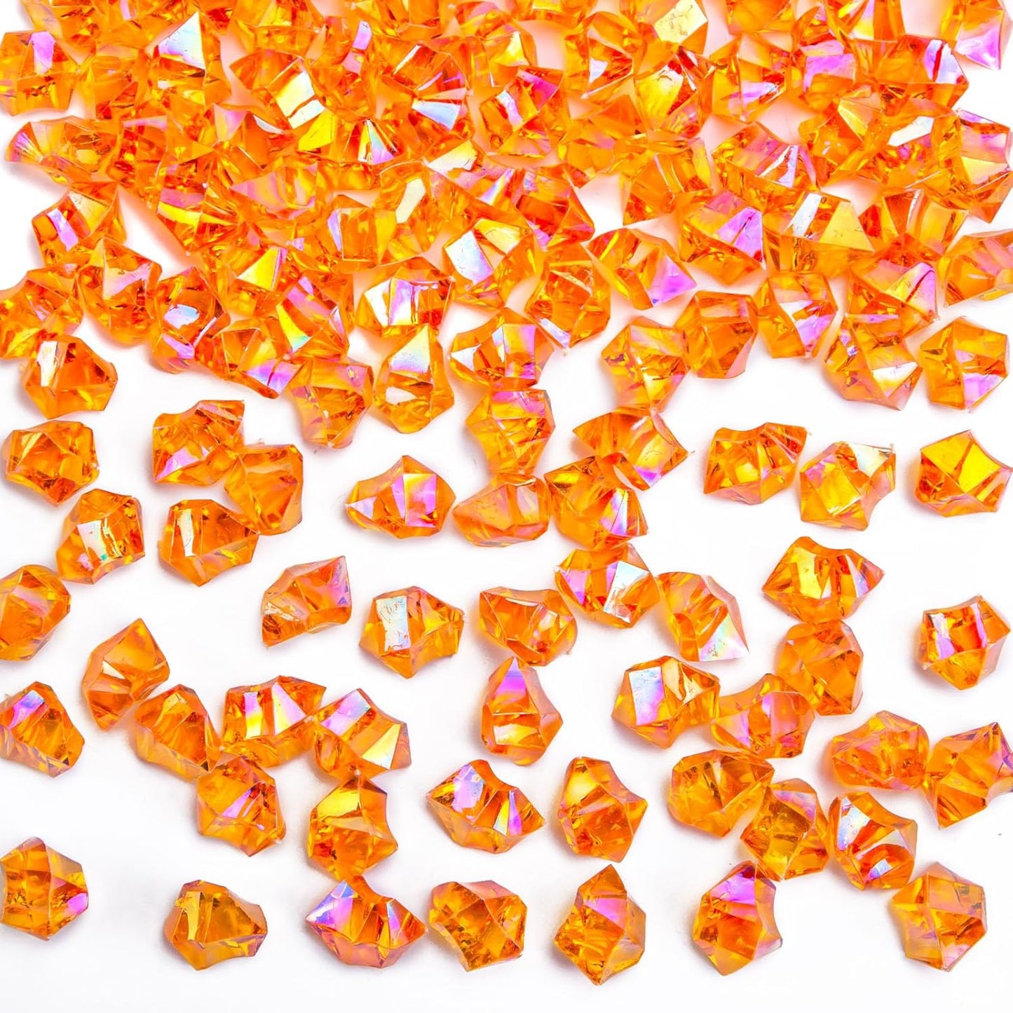 DomeStar 180PCS Fake Ice, Dazzling Orange Acrylic Fake Diamonds, Vase Filler, Sparkling Plastic Gems for DIY Craft Table Scatter Wedding Party Burnt Orange Decoration