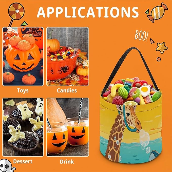 Halloween Candy Bucket - Giraffe And Shark Trick Or Treat Candy Bag, Gift Bag for Party Favor Supplies
