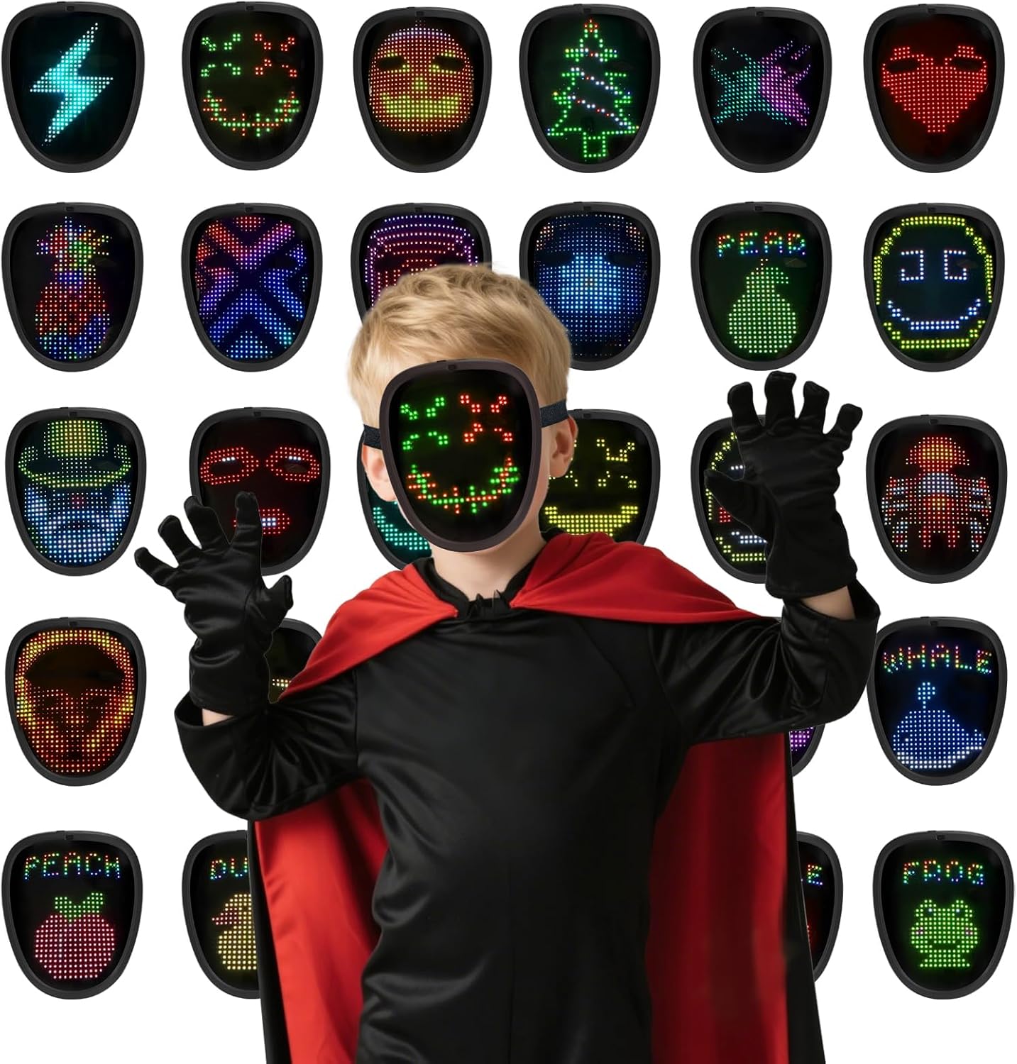 Led Mask with Gesture Sensing,Light up mask for Kids/Men/Women LED Halloween Mask for Costume Cosplay Party