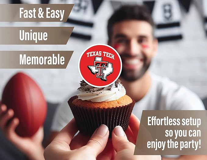Texas Tech Party Supplies for Football, Birthday Gift, Graduation Party Banner and Cake Toppers (42 Pieces) (Texas Tech Red Raiders)