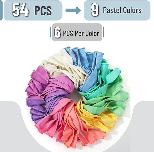 Mr. Pen- Balloons, 12 Inch, 54 Pack, Pastel Colors, Party Balloons