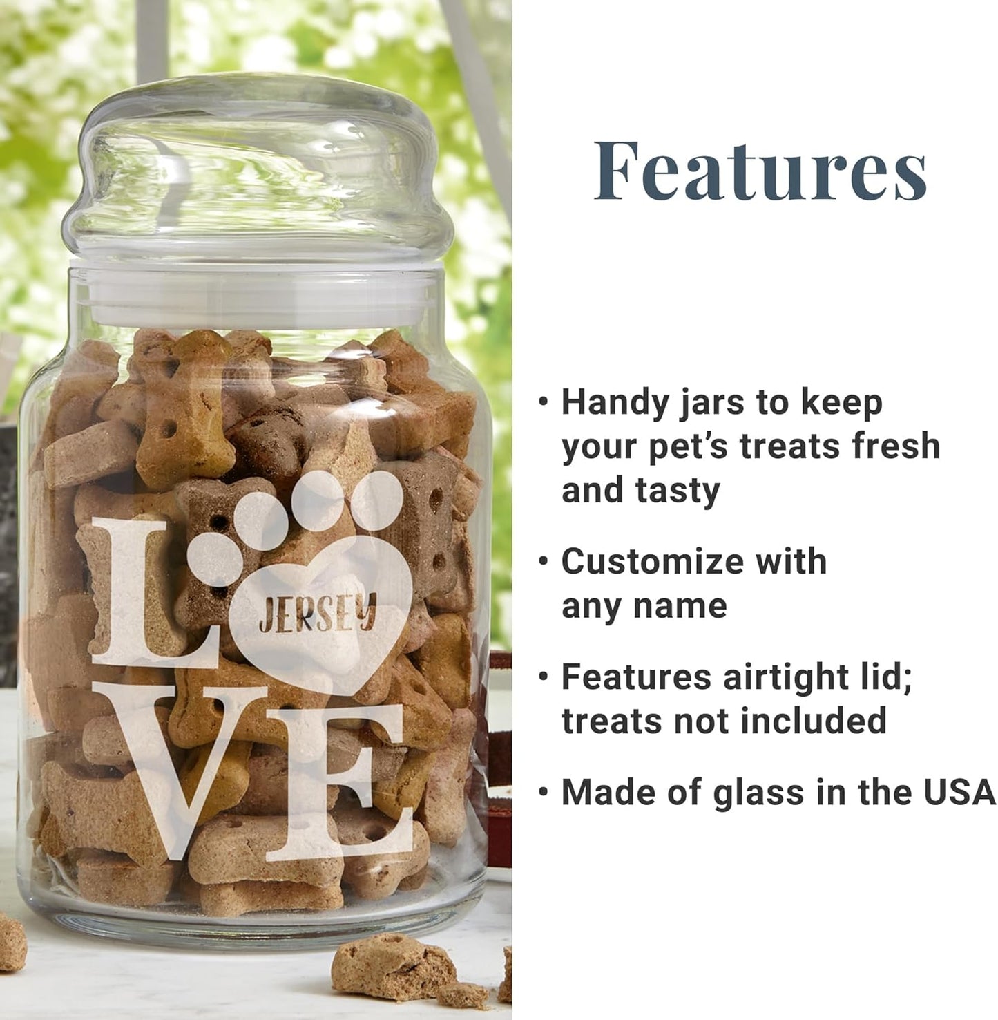 Let's Make Memories Personalized Pet Treat Jars - For Dog and Cat Owners, Pet Parents - Love