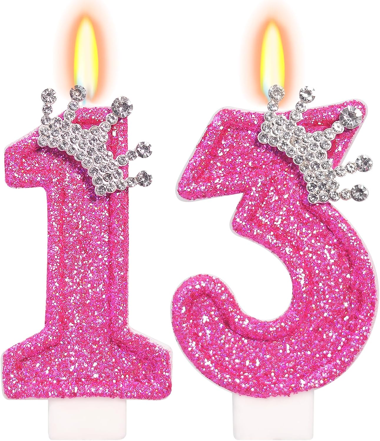 Birthday Candle for Cake, Crown Rose Number Candles, 2.76 inch Number Happy Birthday Candle, Cake Topper Decoration for Birthday Party (Number 13)