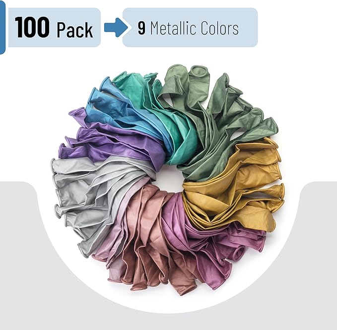 Mr. Pen- Metallic Balloons, 12 Inch, 100 Pack, Colorful Balloons Metallic for Birthday Party