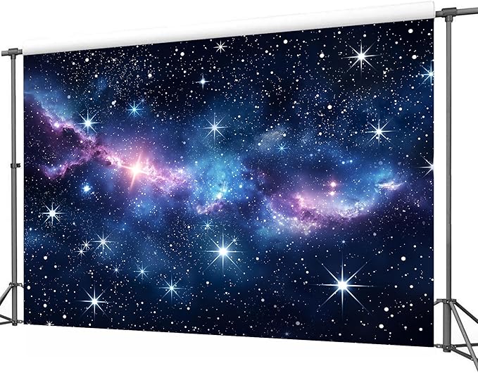 Homewelle Galaxy Starry Stars Sky Backdrop 7Wx5H Feet Polyester Fabric Navy Blue Outer Space Universe Nebula Clouds Fantasy Planet Boys Kids Decoration Cosmic Photography Background Photo Shoot Props