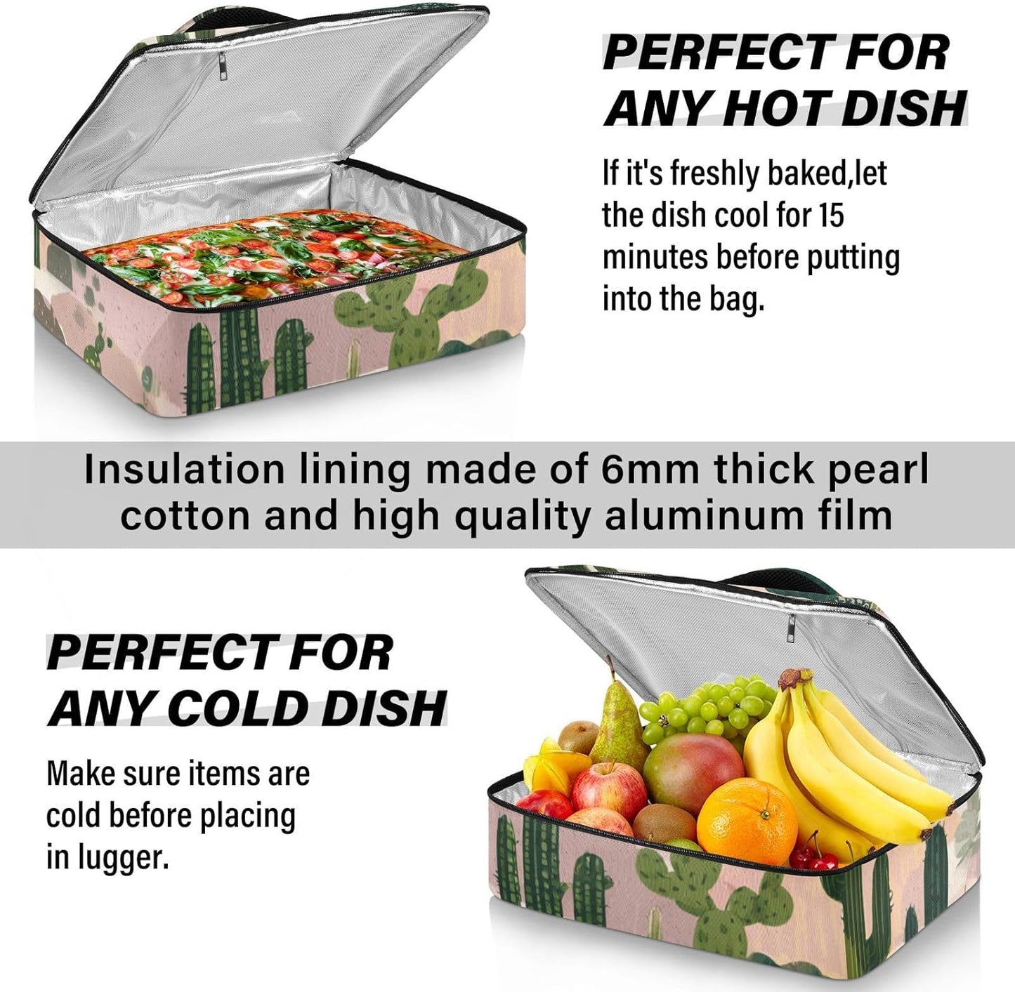 Casserole Carriers for Hot or Cold Food Reusable Casserole Dish Carrier Insulated Thermal Large Capacity Durable Perfect for Party Camping Family Gatherings Yellow Fish