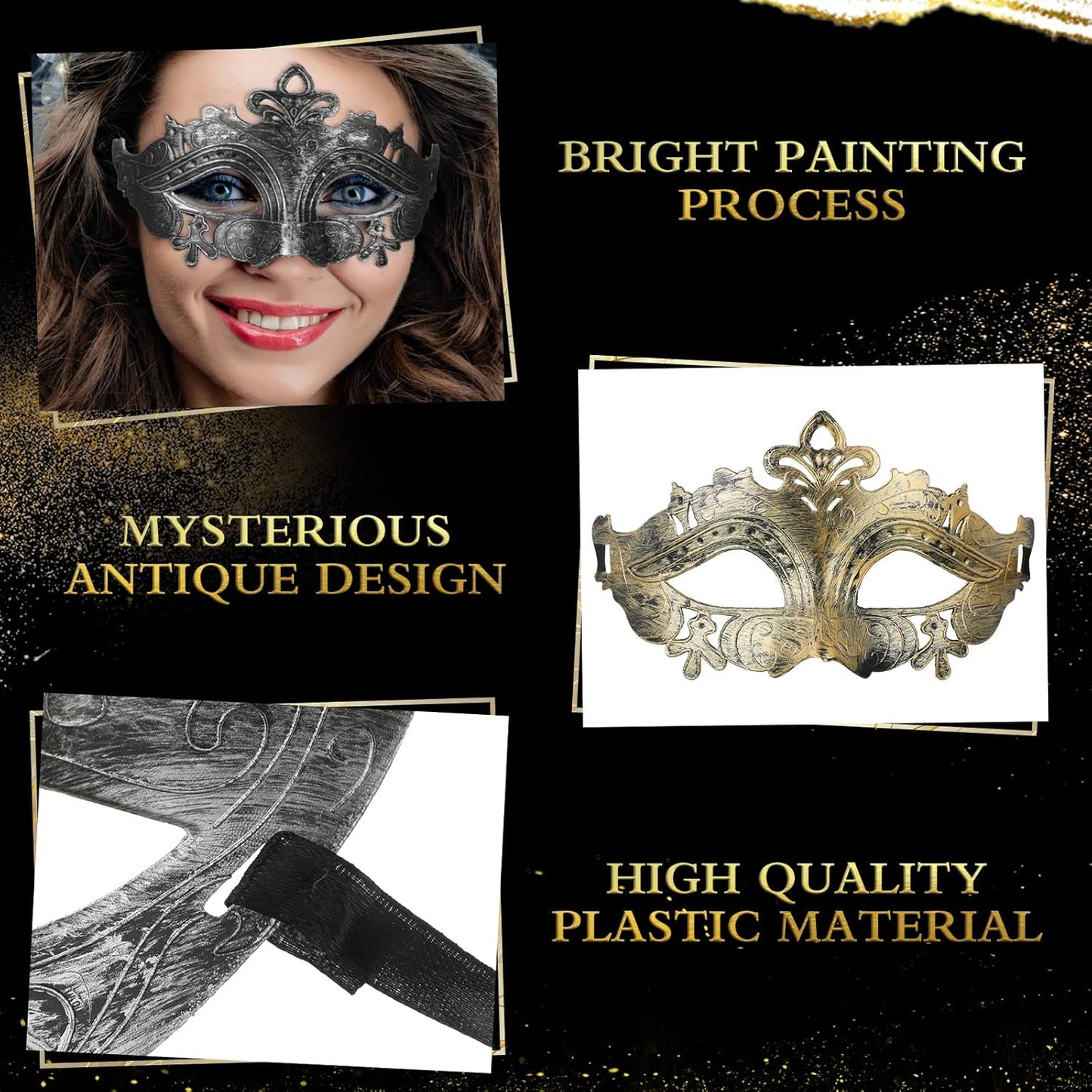 Lenwen Masquerade Mask Bulk Vintage Antique Mask for Women Men Adult Masquerade Eyemask for Party Cosplay