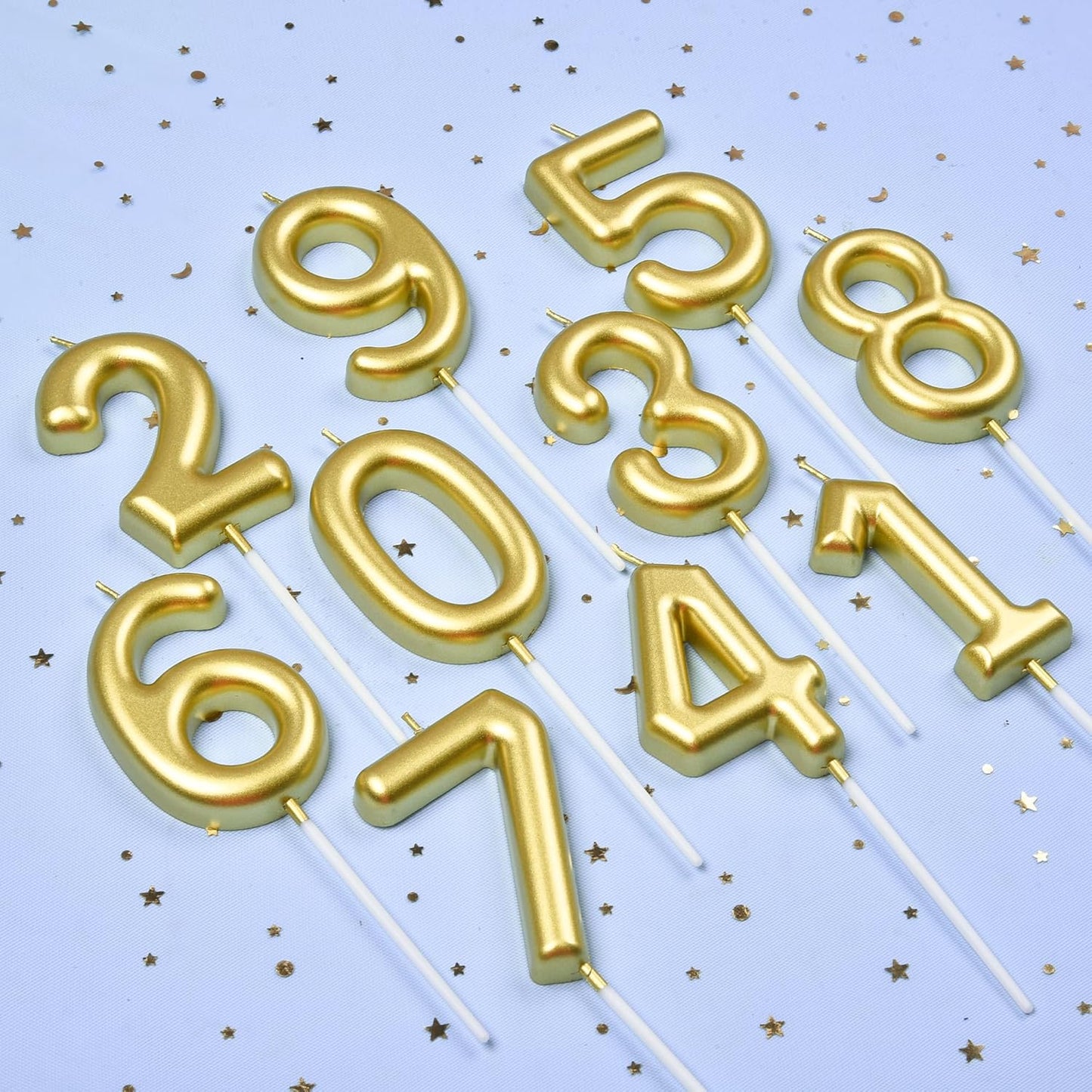 PHD CAKE 2.76 inch Classical Gold 7 Number Birthday Candles, Gold and Cake Number Candles for Party Celebration