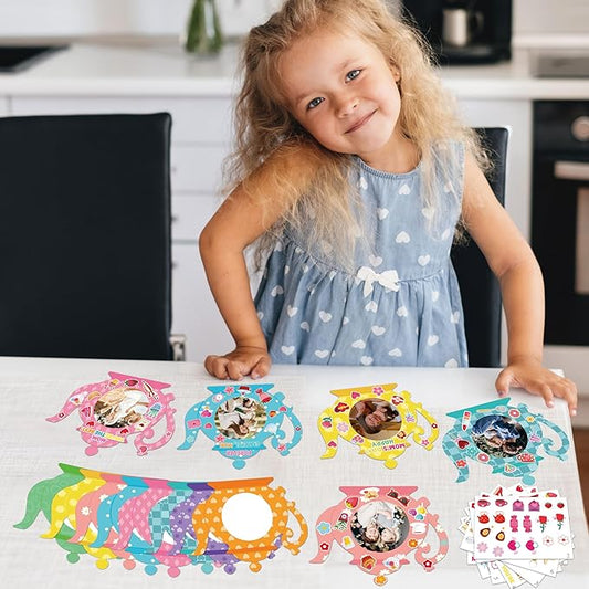 80UncleKimby 56 Packs Mothers Day Crafts for Kids Classroom - Bulk DIY Teapot Picture Frame Paper Kits for Gifts, Tea Party Favors
