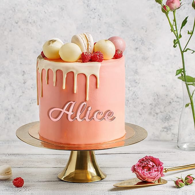 Personalized Cake Topper for Birthday Wedding with Any Text Numbers Mirror Acrylic Cake Toppers Cake Decoration for Birthday Anniversary Baby Shower Graduation (Rose Gold)