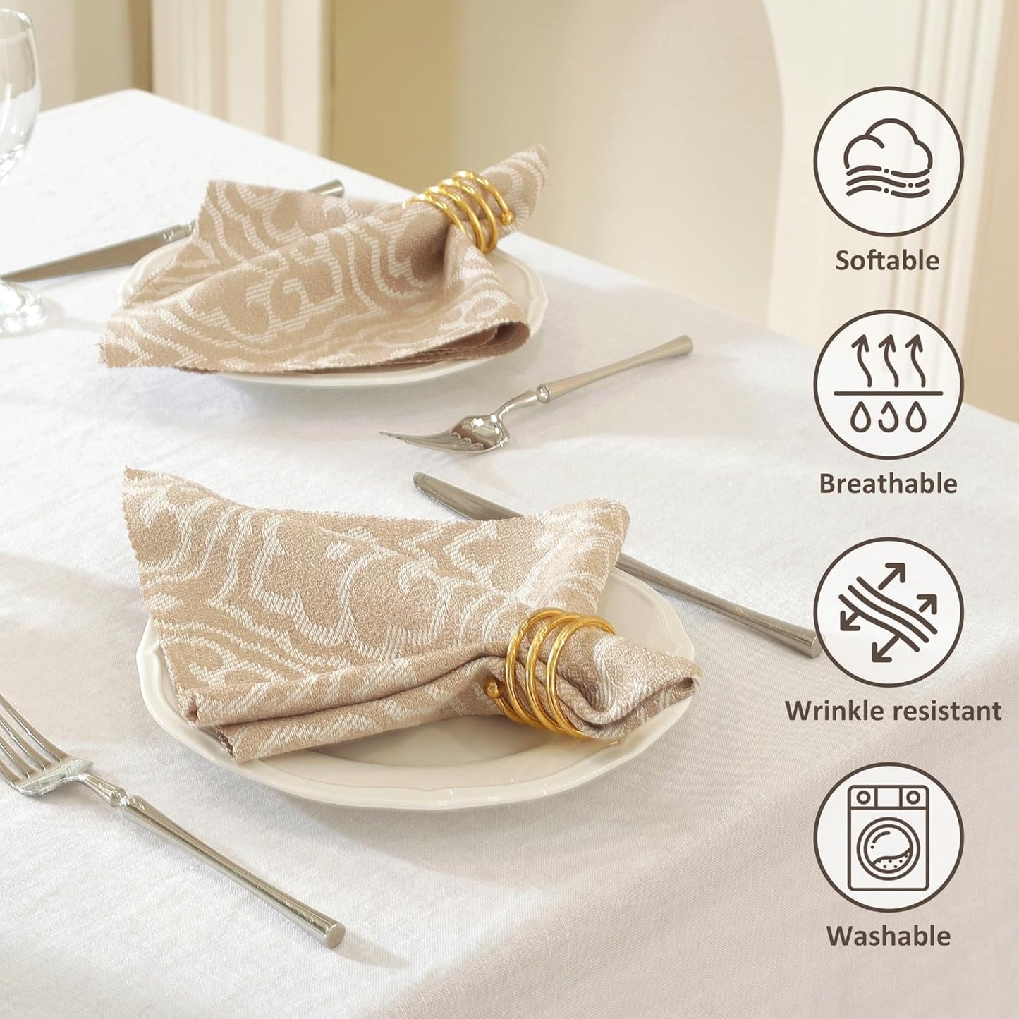 Cloth Napkins Set of 24 Reusable Bohemian,UWWGKK 17x17 Inch Napkins Cloth Washable for Dinner, Restaurant,Wedding,Hotel