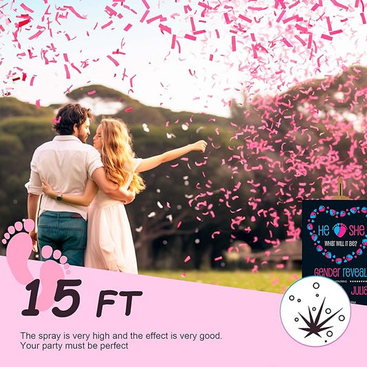 POPUPARTY 4 Pack Gender Reveal Confetti Cannon | No Powder Confetti Poppers | Ideal for Baby Girl Gender Reveal Decoration (4 Pink)