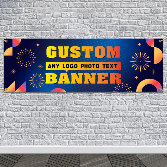 Custom Banners and Signs Personalized Banner Custom Photo/Text Banner Customize Banners for Parties Business Birthday Customize for Outdoor(6'x3')