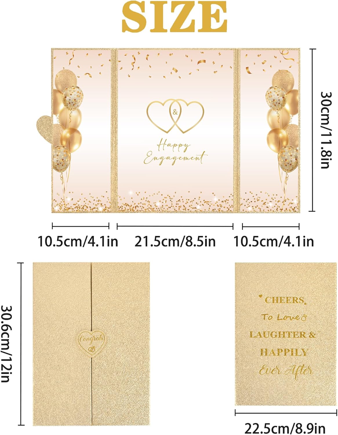 DARUNAXY Champagne Gold Engagement Party Decorations, Happy Engagement Alternative Signature Guest Book Just Engaged Gifts Almost Married Congratulations Engagement Signing Card Board Party Supplies