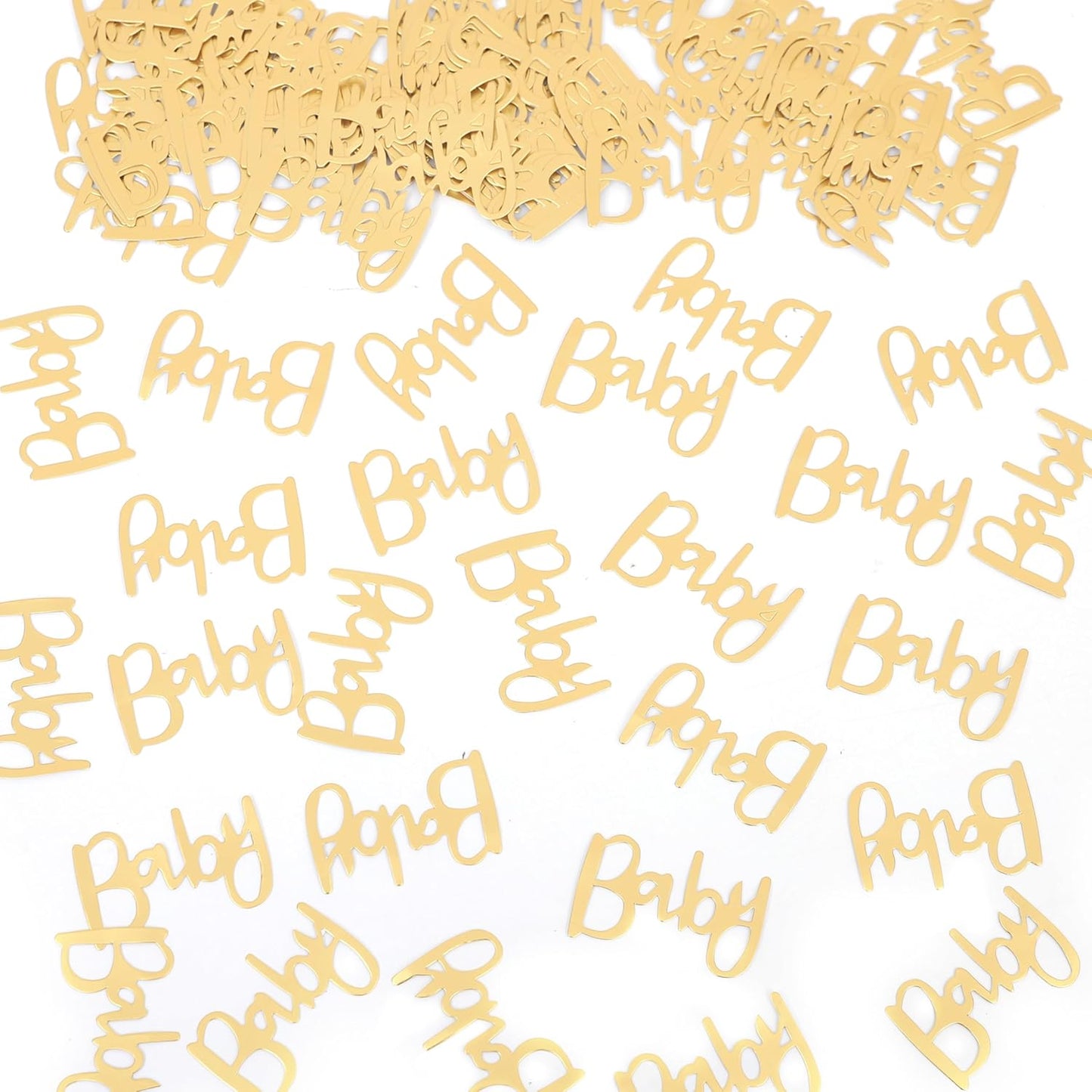 200pcs Baby Shower Confetti- Confetti Party Table Scatter, New Mum Confetti, Gold Foiled Confetti Double, Baby Sprinkle, Gender Reveal Party Supplies, Baby Confetti for Baby Shower