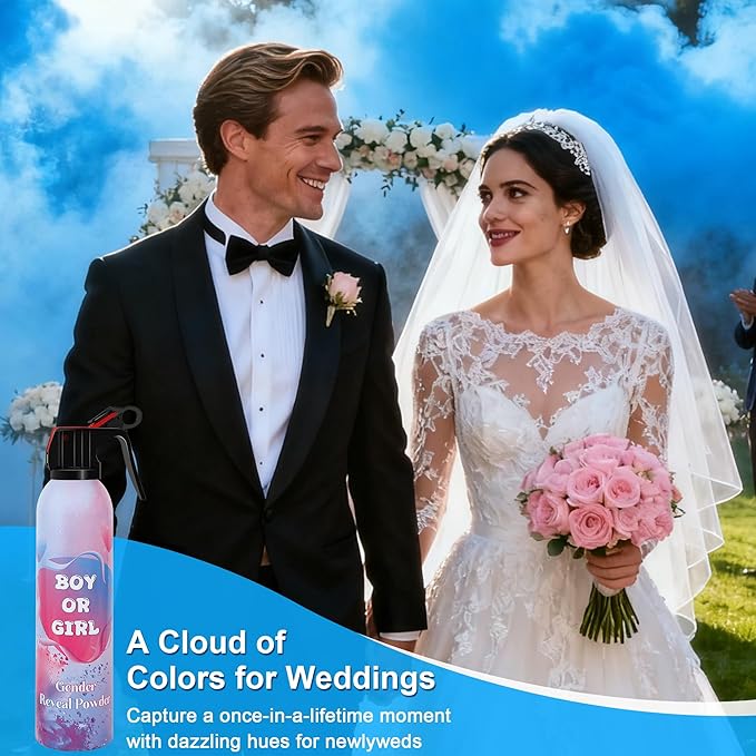 2 Pack Gender Reveal Smoke Bombs – Blue Color Blasters Powder Spray for Baby Boy Shower Parties, Weddings Decorations, Outdoor Celebrations – Long-Lasting Vibrant Smoke for Photos & Videos
