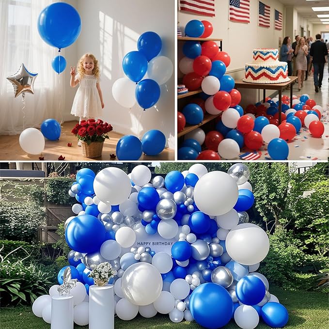 Royal Blue Balloons 100pcs Matte Latex Party Balloons Blue Party Decorations for 4th of July, Memorial Day, Patriotic Party, Baseball, Graduation, Birthday, Anniversary, Nautical, Frozen Themed Party