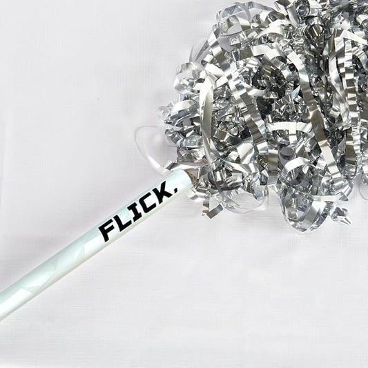 Ultimate Confetti - 8 Pack Silver Metallic Foil Streamers Confetti Wands - Handheld 14" Mylar Shinny Streamer Flick Sticks For Wedding, Birthday, Parties & Live Events - 2 Handfuls, 1.5 oz Each Stick