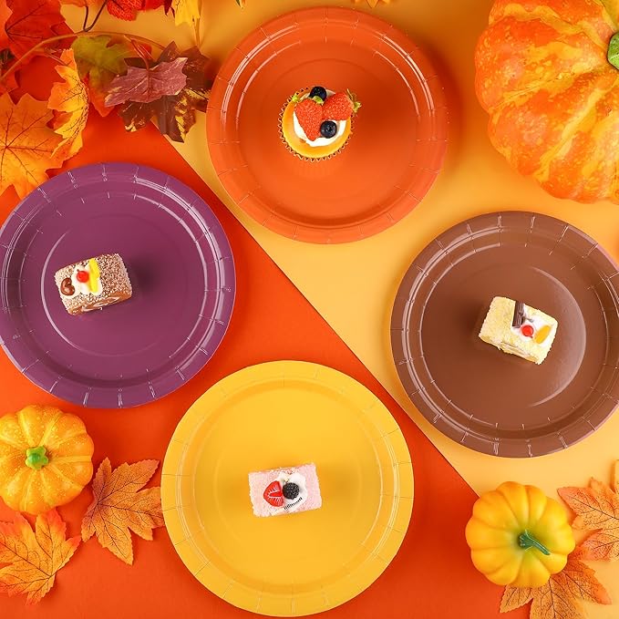 Kochorie 60 Pieces Disposable Paper Plates 9 Inch Heavy Duty Dinner Plates, Solid Color, Thanksgiving Table Decorations Party Supplies for Birthdays, Weddings, Daily Use