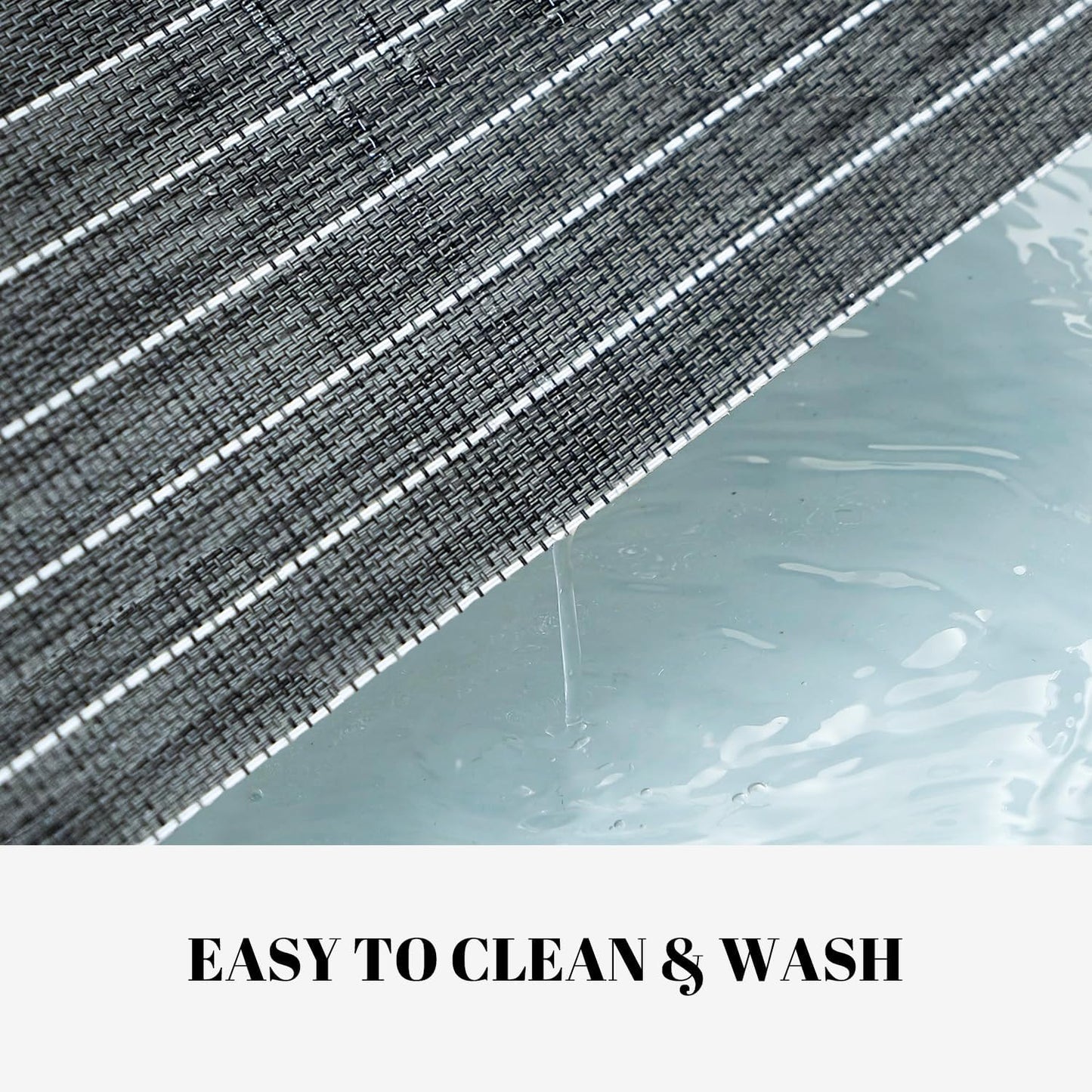 Placemats Set of 6 Vinyl/Plastic Woven Place Mats for Kitchen Table Indoor/Outdoor Washable Placemat Wipeable Dining Table Mats (Black Stripes,6)