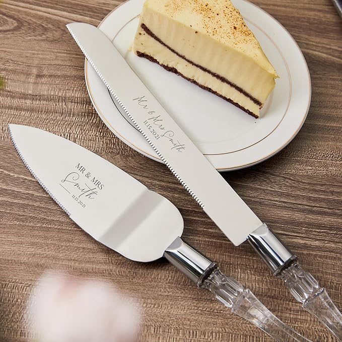 AW BRIDAL Personalized Wedding Cake Knife, Cake Cutting Set 2-Piece Dessert Set for Party Wedding Anniversary Bridal Shower Gifts for Couples//DK001CPP121//