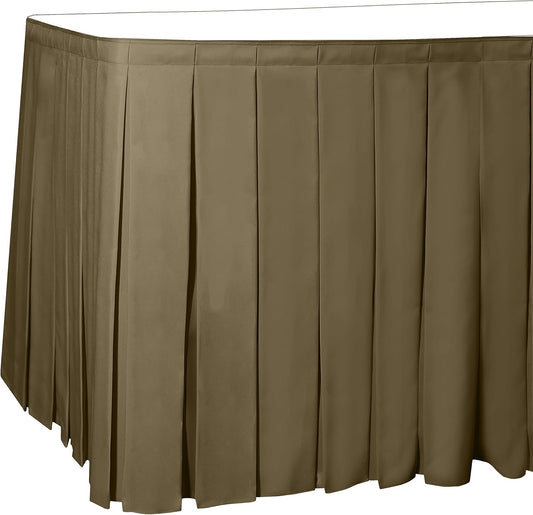 Ultimate Textile Pleat Polyester Fabric Table Skirt - Machine Washable Flame Resistant with Clips for Events, Weddings & Trade Shows, Cut & Sewn in Paterson, NJ - Cafe, 14' Box Pleat