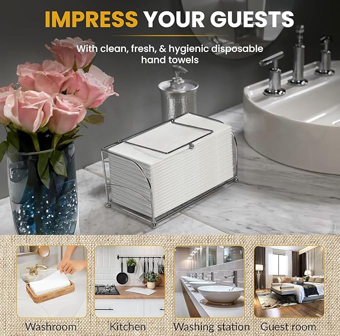Inspire Linen Feel Disposable Napkins | Elegant Guest Hand Towels For Fine Dining, Bathroom, Washing Station, | 200 Count