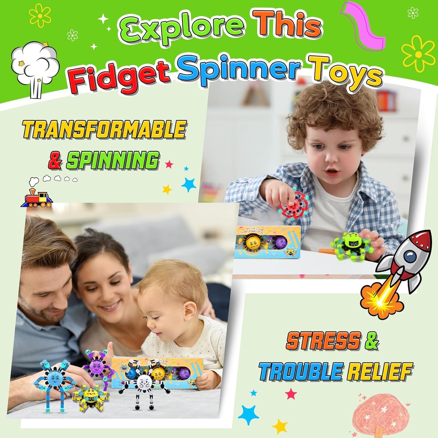 5 PCS Fidget Spinner Toys for Kids & Adults,Party Favors Supplies Goodie Bags Stuffers,Classroom Fidget Small Prizes for Students,Bulk Travel Sensory Toy for 3-5-8-12,Boys Girl Birthday Gifts