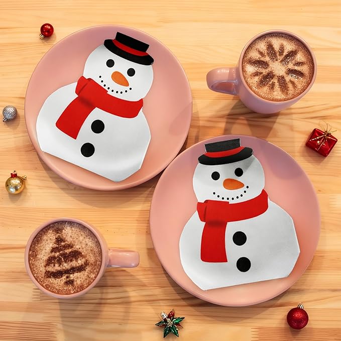 Cheerland 100pcs Snowman Napkins Winter Wonderland Party Napkins Xmas Disposable Snowman Tableware for Kids Birthday First Bday Baby Shower Christmas Holiday Table Decorations Supplies