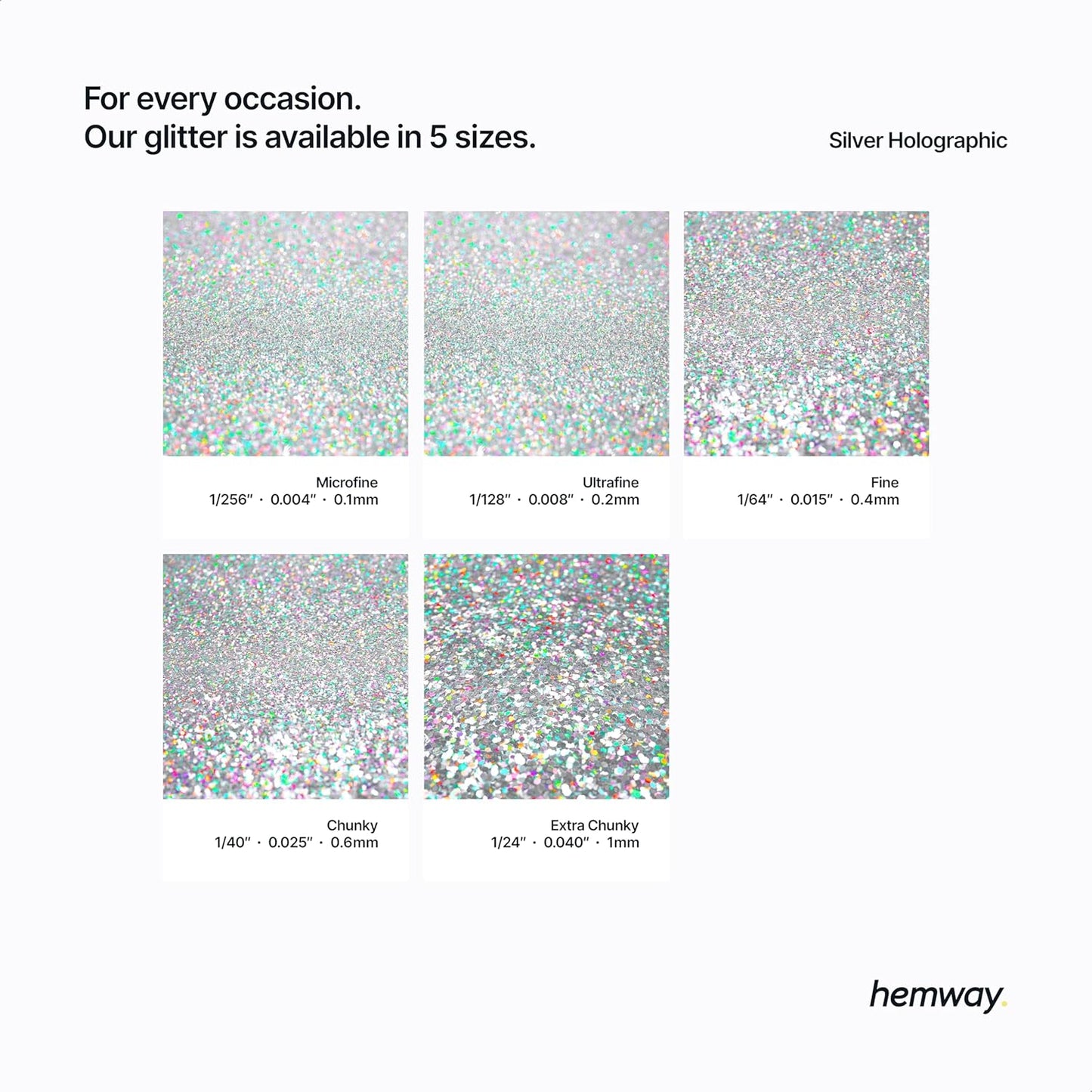 Hemway Eco Friendly Biodegradable Glitter 100g / 3.5oz Bio Sparkle Vegan for Festival, Art, Craft - Extra Chunky (1/24" 0.040" 1mm) - Silver Holographic