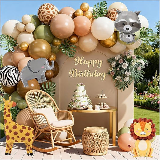 Tropical Jungle Animal Theme Birthday Party Balloon Decorations Kit，Ideal for Safari Adventure Birthday Parties, Kids Theme Decorations, Zoo Theme Parties, and Outdoor Adventure Party Decor